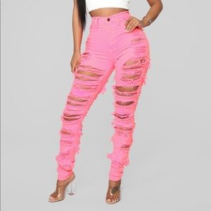 BRAND NEW Destroyed pink denim Jeans